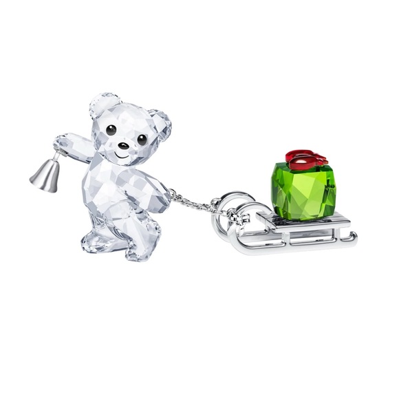Swarovski Kris Bear Christmas edition- pulling sleigh with present.